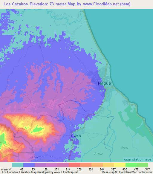 Los Cacaitos,Dominican Republic Elevation Map