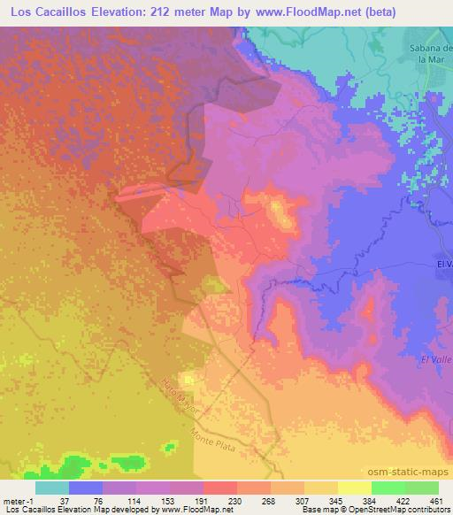 Los Cacaillos,Dominican Republic Elevation Map