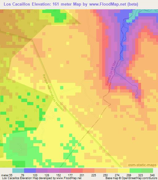 Los Cacaillos,Dominican Republic Elevation Map