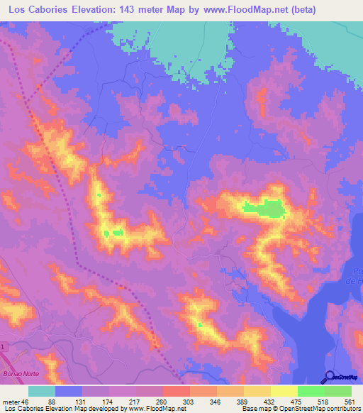 Los Cabories,Dominican Republic Elevation Map