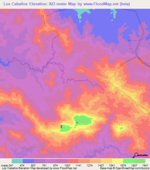 Los Caballos,Dominican Republic Elevation Map