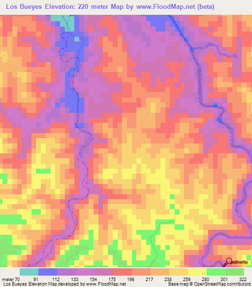 Los Bueyes,Dominican Republic Elevation Map