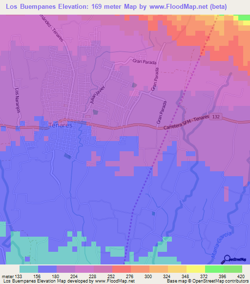 Los Buempanes,Dominican Republic Elevation Map