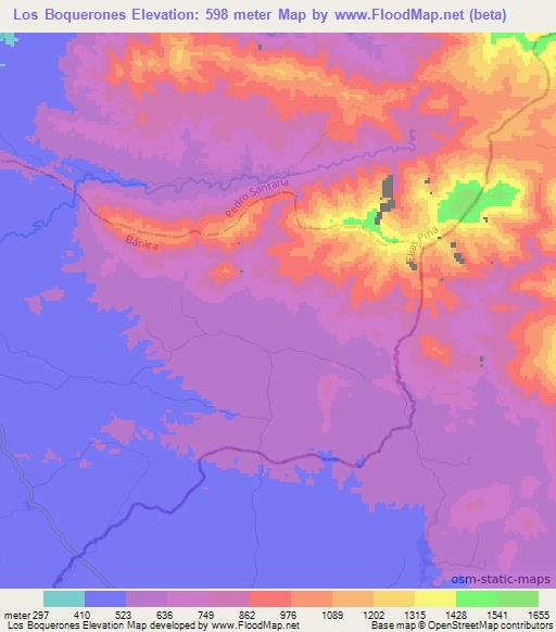 Los Boquerones,Dominican Republic Elevation Map