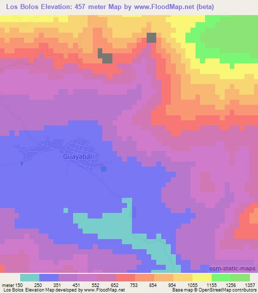 Los Bolos,Dominican Republic Elevation Map