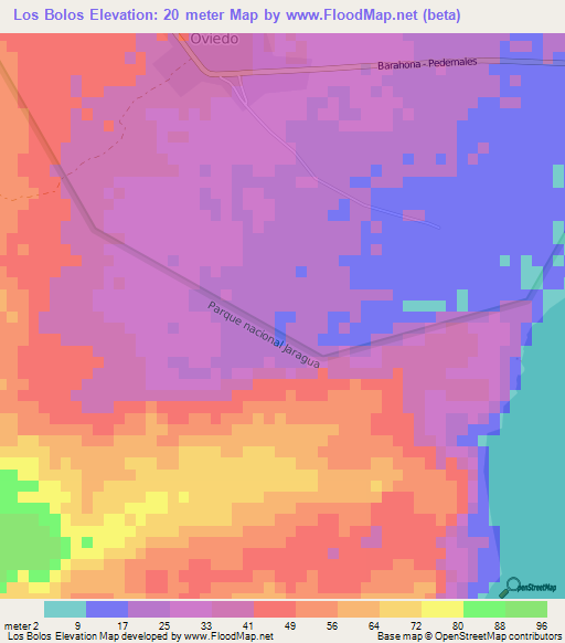 Los Bolos,Dominican Republic Elevation Map