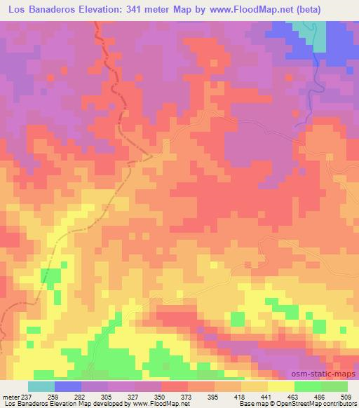 Los Banaderos,Dominican Republic Elevation Map