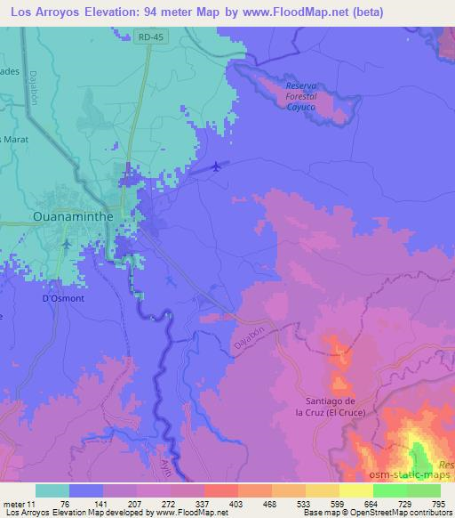 Los Arroyos,Dominican Republic Elevation Map