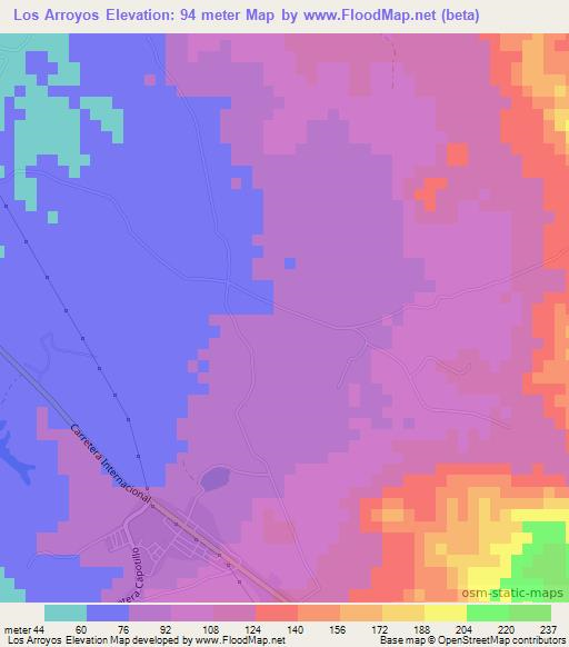 Los Arroyos,Dominican Republic Elevation Map