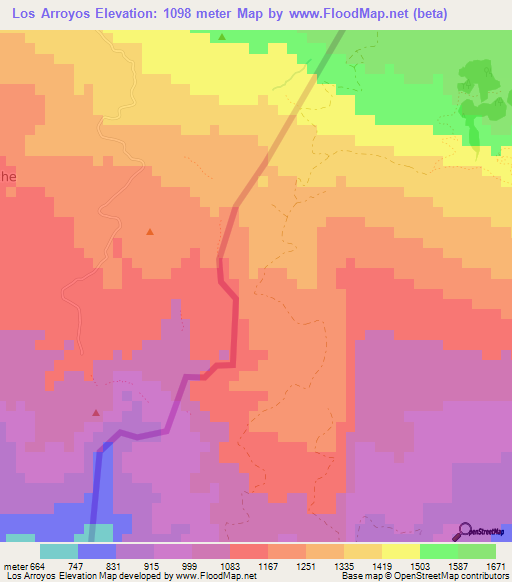 Los Arroyos,Dominican Republic Elevation Map