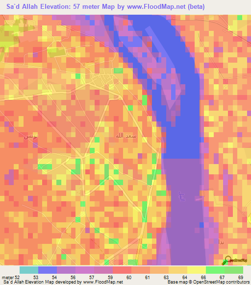 Sa`d Allah,Egypt Elevation Map