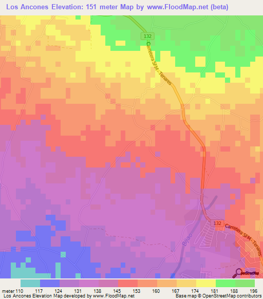 Los Ancones,Dominican Republic Elevation Map