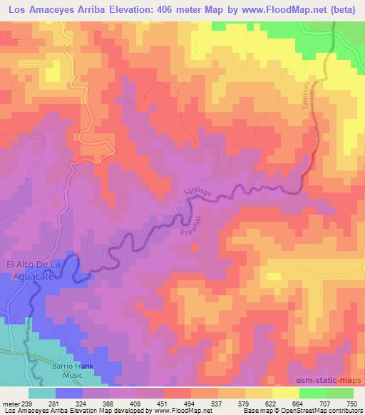 Los Amaceyes Arriba,Dominican Republic Elevation Map