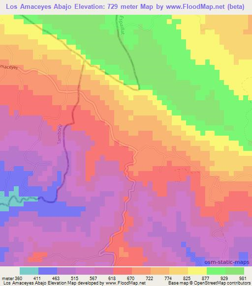 Los Amaceyes Abajo,Dominican Republic Elevation Map