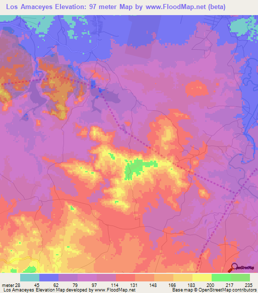 Los Amaceyes,Dominican Republic Elevation Map