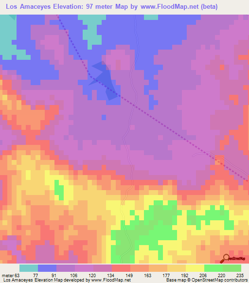 Los Amaceyes,Dominican Republic Elevation Map