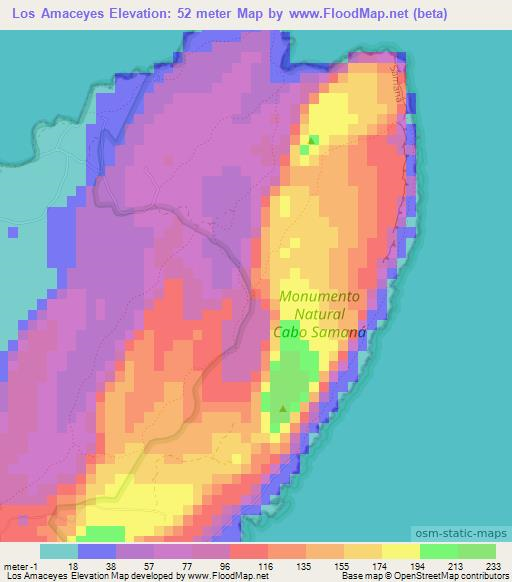 Los Amaceyes,Dominican Republic Elevation Map