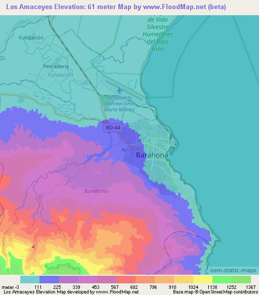 Los Amaceyes,Dominican Republic Elevation Map