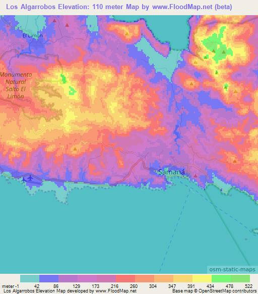 Los Algarrobos,Dominican Republic Elevation Map