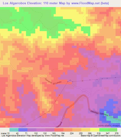 Los Algarrobos,Dominican Republic Elevation Map