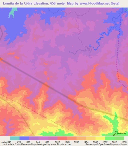 Lomita de la Cidra,Dominican Republic Elevation Map