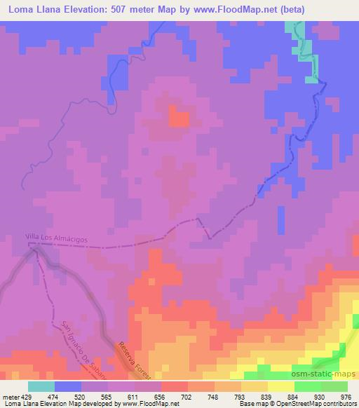 Loma Llana,Dominican Republic Elevation Map