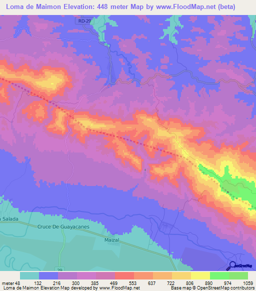 Loma de Maimon,Dominican Republic Elevation Map