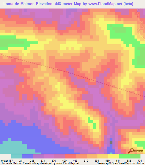 Loma de Maimon,Dominican Republic Elevation Map