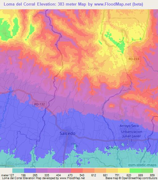 Loma del Corral,Dominican Republic Elevation Map