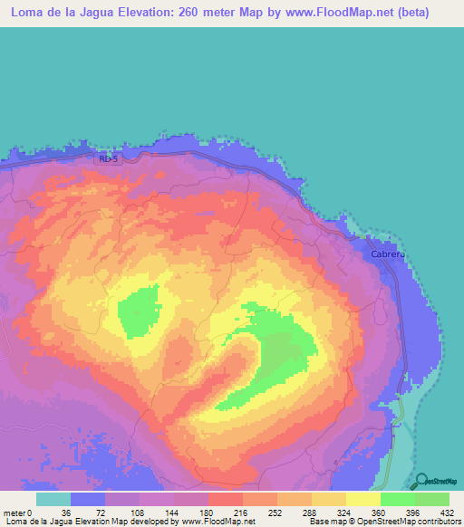 Loma de la Jagua,Dominican Republic Elevation Map