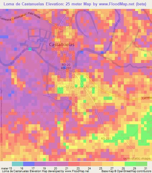 Loma de Castanuelas,Dominican Republic Elevation Map