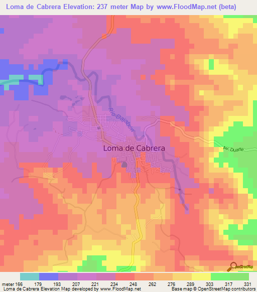 Loma de Cabrera,Dominican Republic Elevation Map