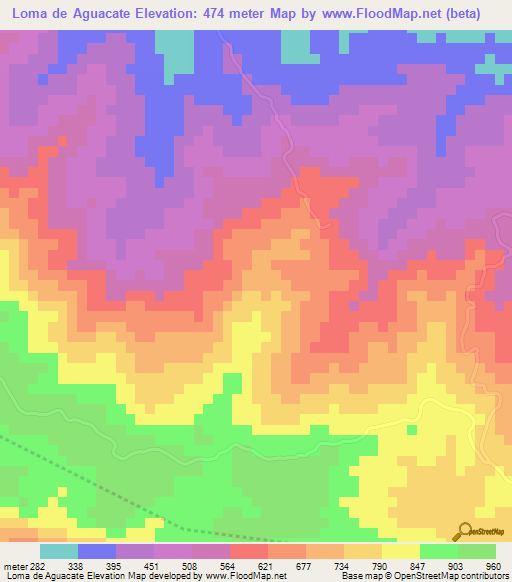 Loma de Aguacate,Dominican Republic Elevation Map