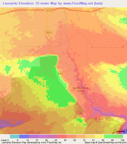 Leonardo,Dominican Republic Elevation Map