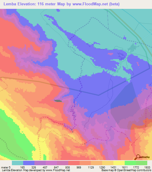 Lemba,Dominican Republic Elevation Map