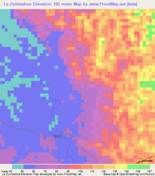 La Zumbadora,Dominican Republic Elevation Map