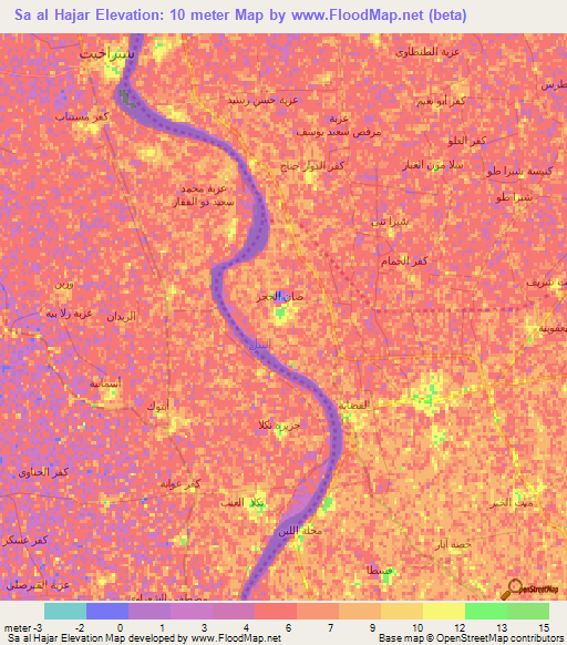 Sa al Hajar,Egypt Elevation Map