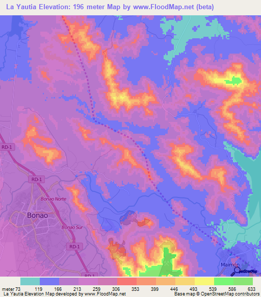 La Yautia,Dominican Republic Elevation Map