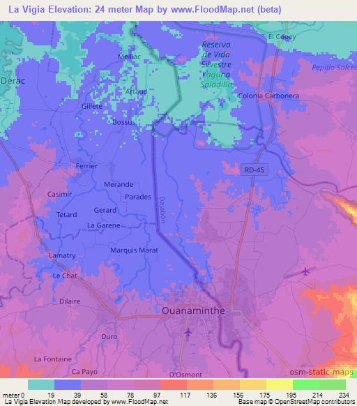 La Vigia,Dominican Republic Elevation Map