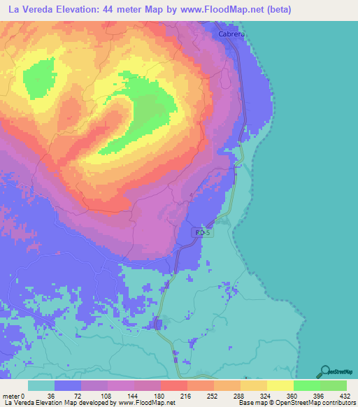 La Vereda,Dominican Republic Elevation Map