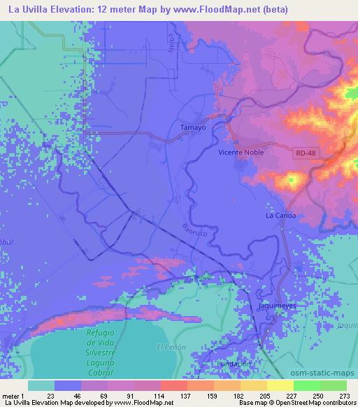 La Uvilla,Dominican Republic Elevation Map