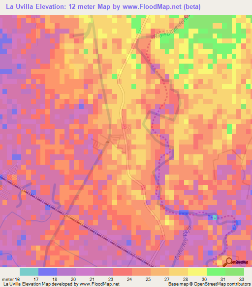 La Uvilla,Dominican Republic Elevation Map