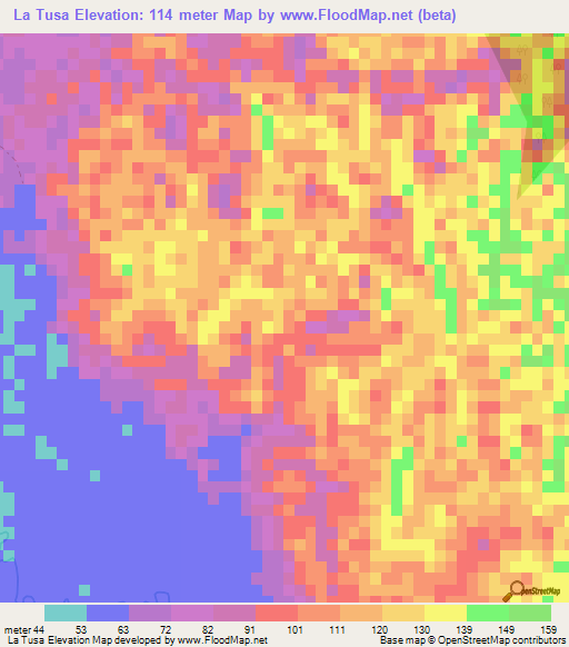 La Tusa,Dominican Republic Elevation Map