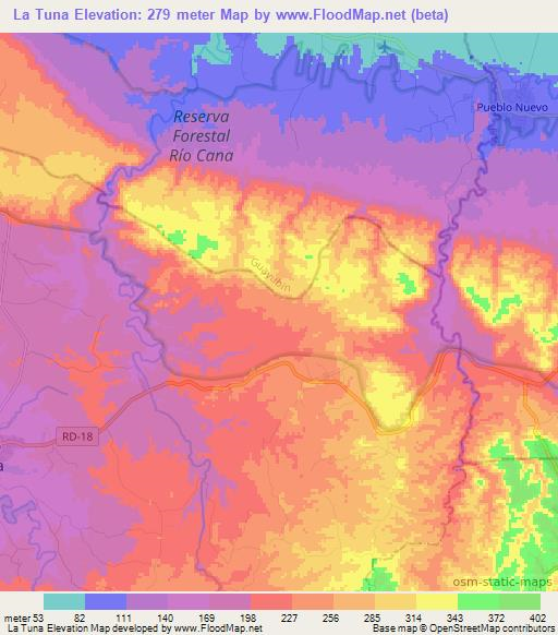 La Tuna,Dominican Republic Elevation Map