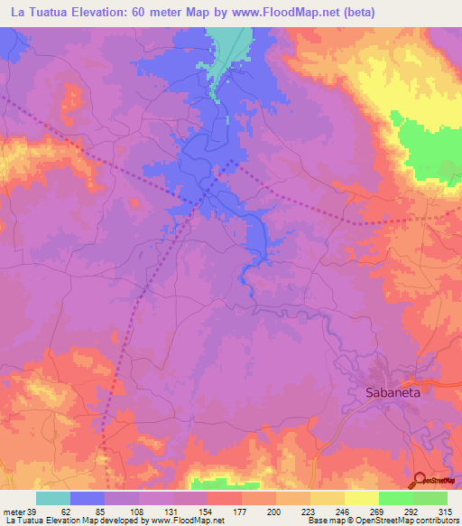 La Tuatua,Dominican Republic Elevation Map