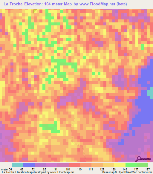 La Trocha,Dominican Republic Elevation Map