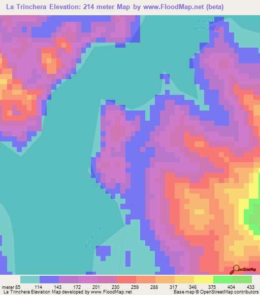 La Trinchera,Dominican Republic Elevation Map