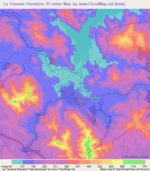 La Travesia,Dominican Republic Elevation Map