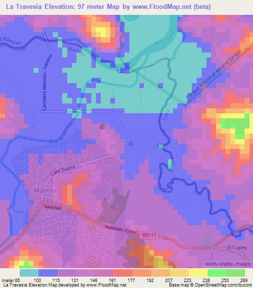 La Travesia,Dominican Republic Elevation Map