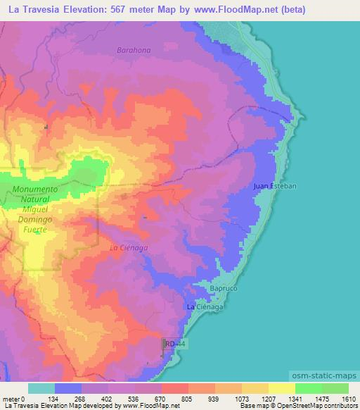 La Travesia,Dominican Republic Elevation Map